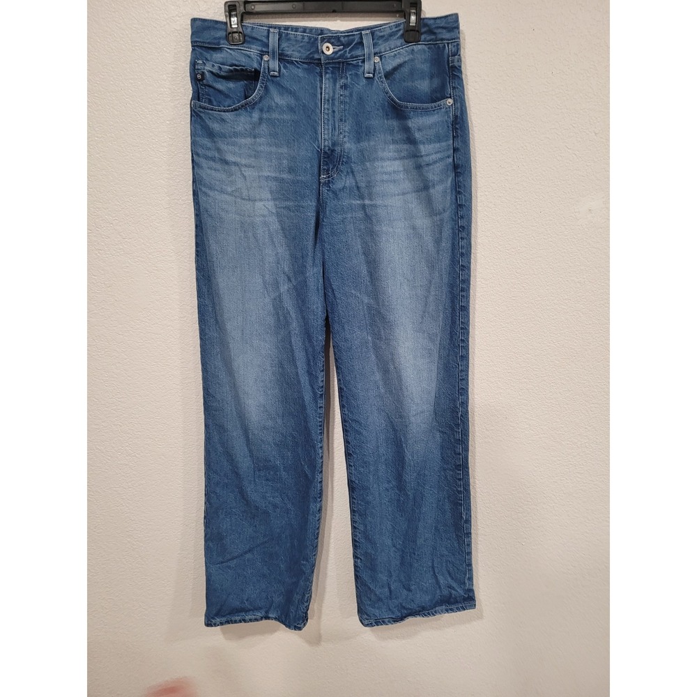 AG‎ High Rise Wide Leg Jeans Blue Medium Wash 33x32 Women's #P3